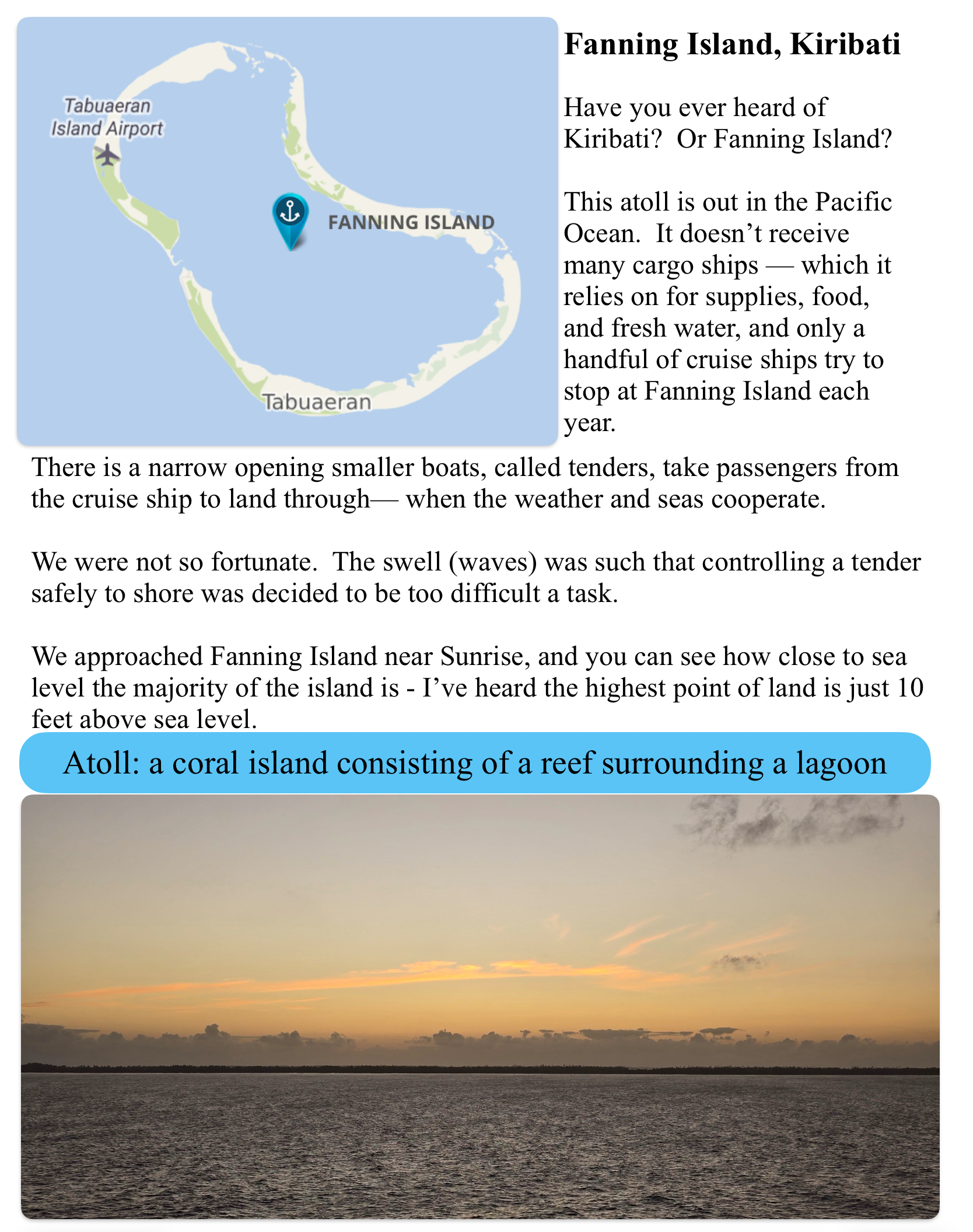 Fanning Island, Kiribati – the port that turned out to be scenic cruising