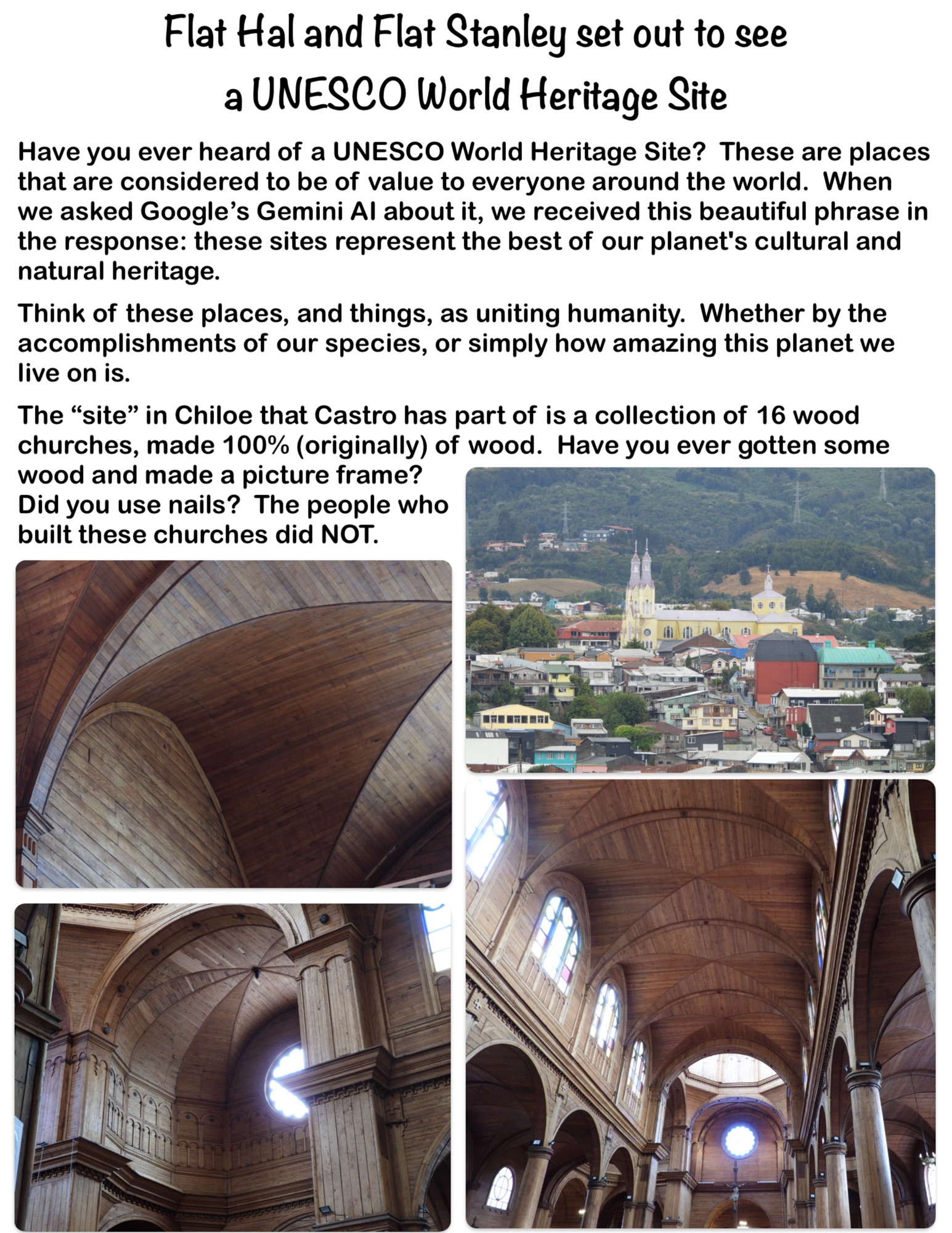 Flat Hal and Flat Stanley set out to see a UNESCO World Heritage Site