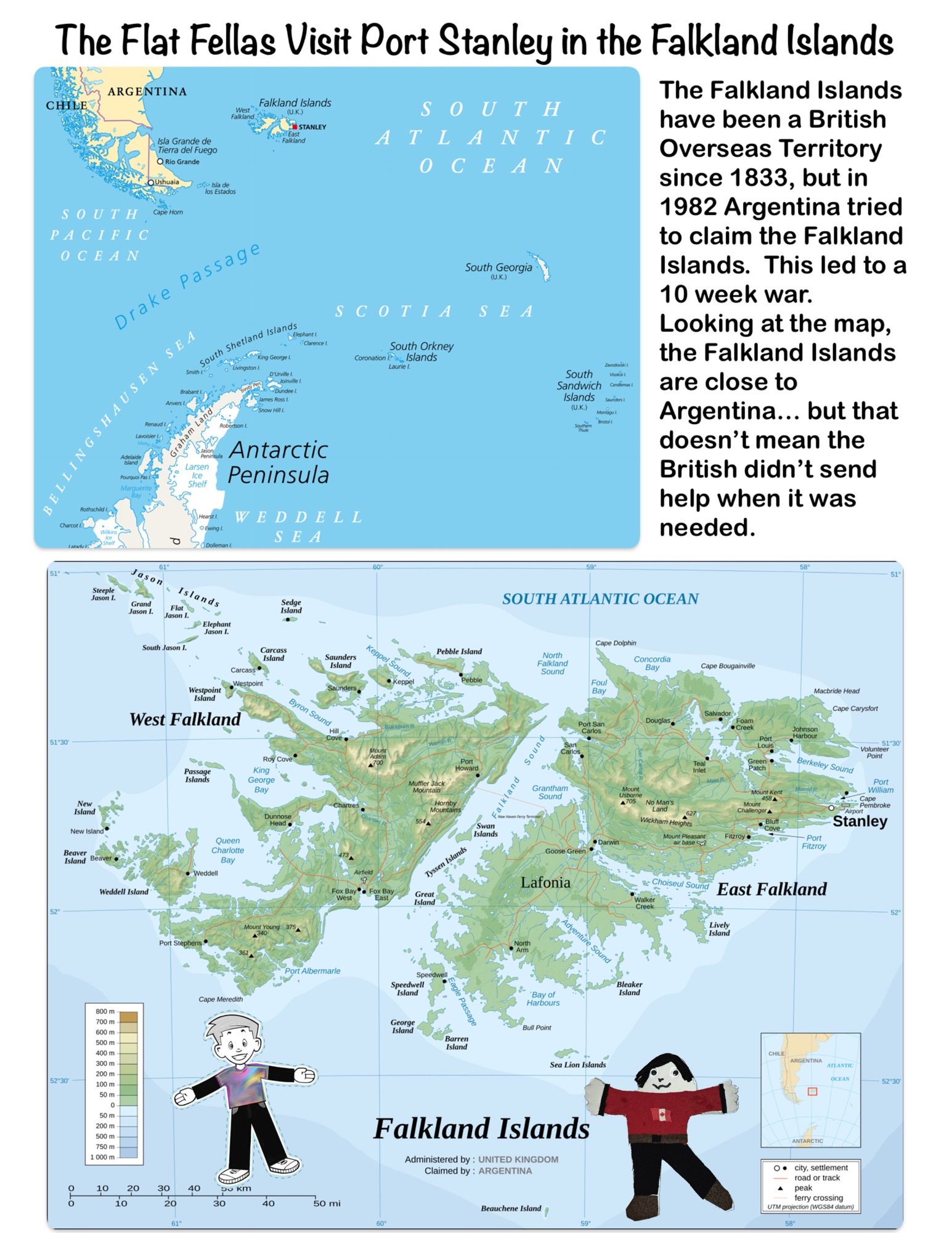 The Flat Fellas Visit Port Stanley in the Falkland Islands