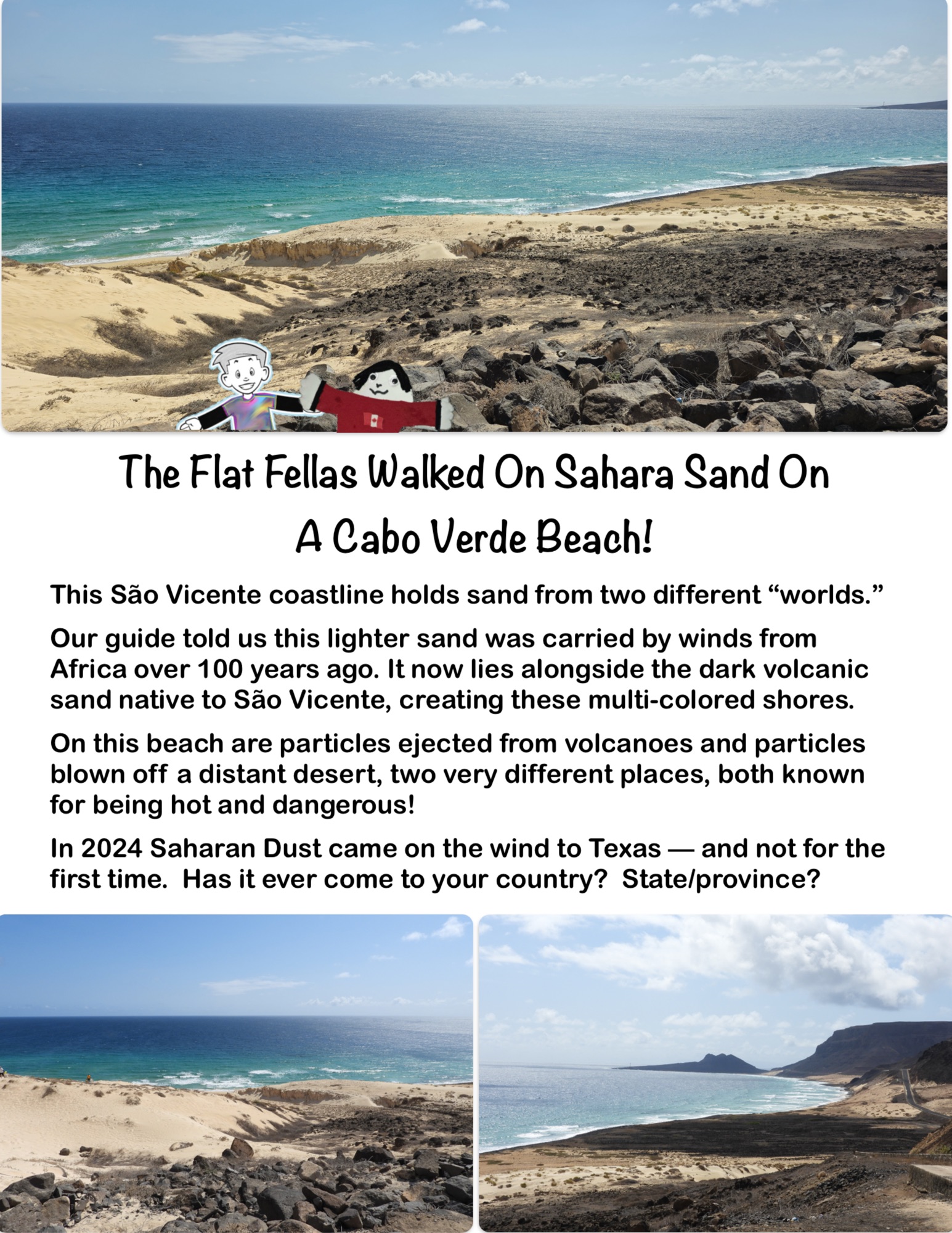 The Flat Fellas Walked On Sahara Sand OnA Cabo Verde Beach!